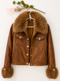 Chaqueta piel marrón