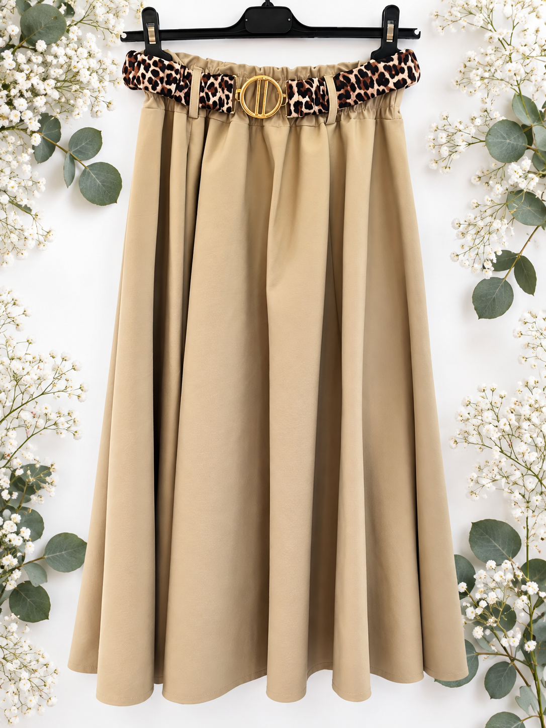 Falda polipiel beige