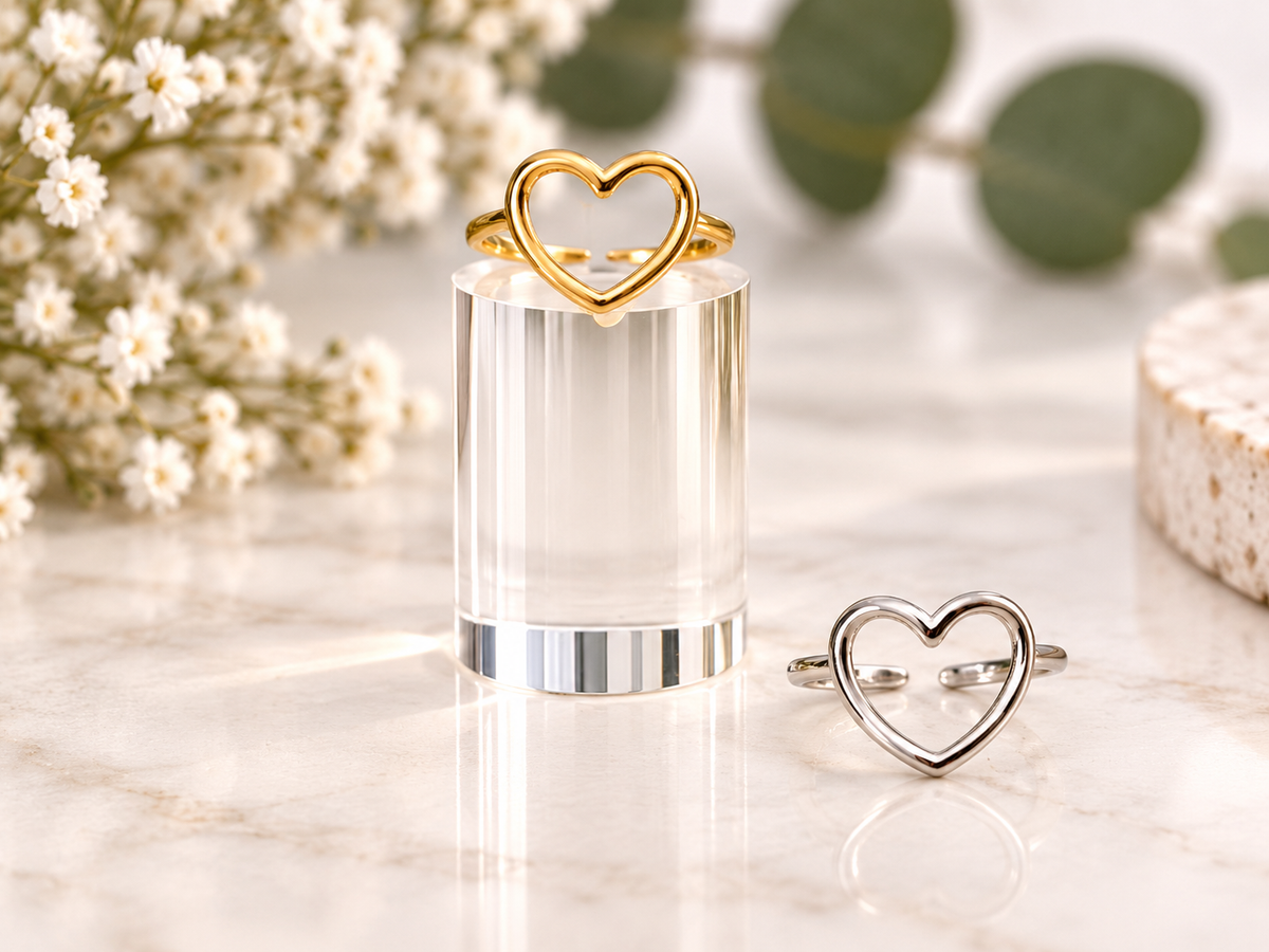 Anillo corazon plateado