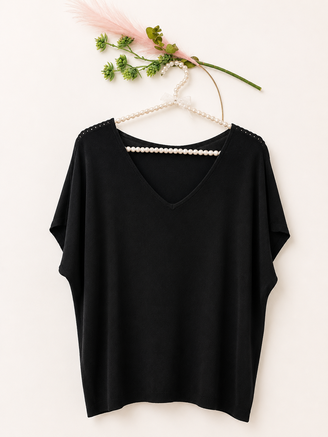Top con mangas negro