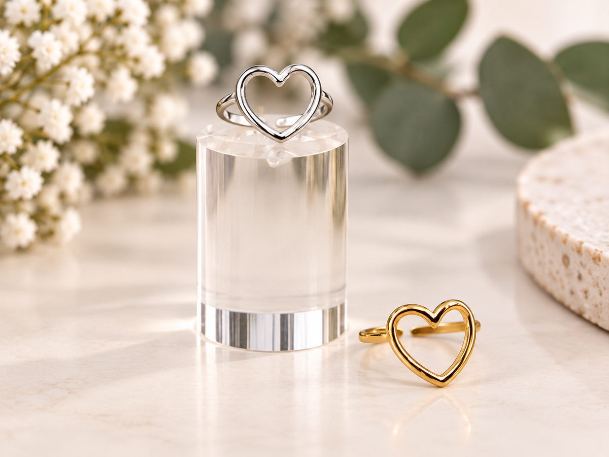 Anillo corazon plateado