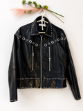 Chaqueta polipiel negra tachuelas